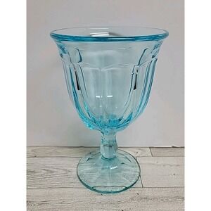 Vtg Noritake Provincial Light Blue Azure Glass Goblet Ice Tea Wine Large 6 7/8"